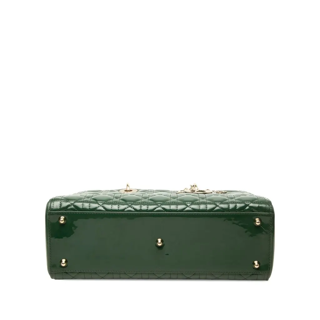 Dior Large Patent Cannage Lady Dior Green Leather Very good - Inside View