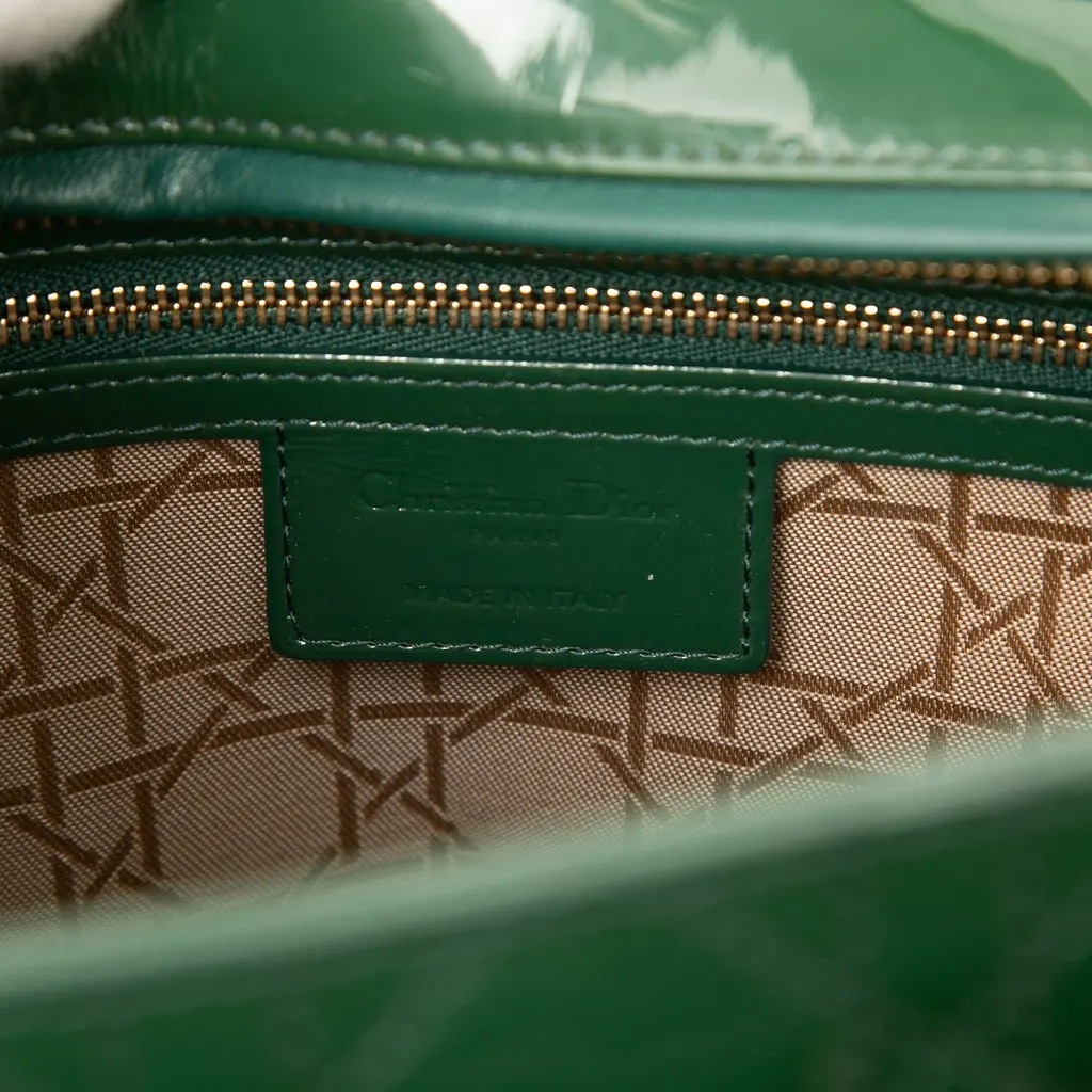 Dior Large Patent Cannage Lady Dior Green Leather Very good - Box View