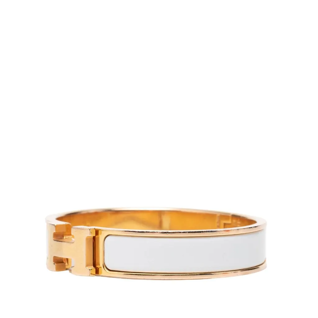 Hermès Narrow Enamel Clic H Bracelet PM White Enamel Very good - Back View