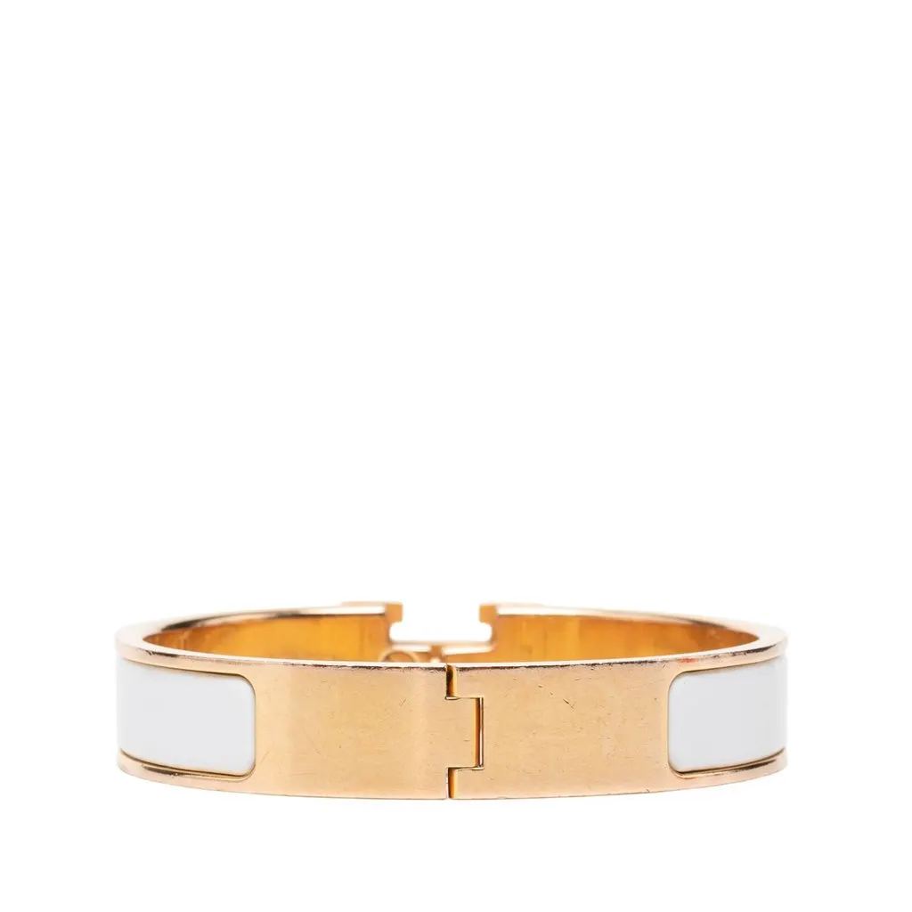 Hermès Narrow Enamel Clic H Bracelet PM White Enamel Very good - Inside View