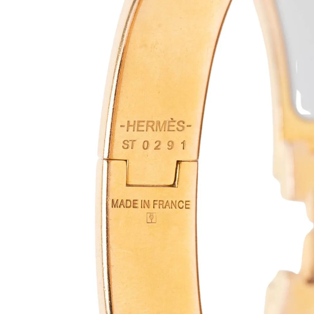 Hermès Narrow Enamel Clic H Bracelet PM White Enamel Very good - Model View