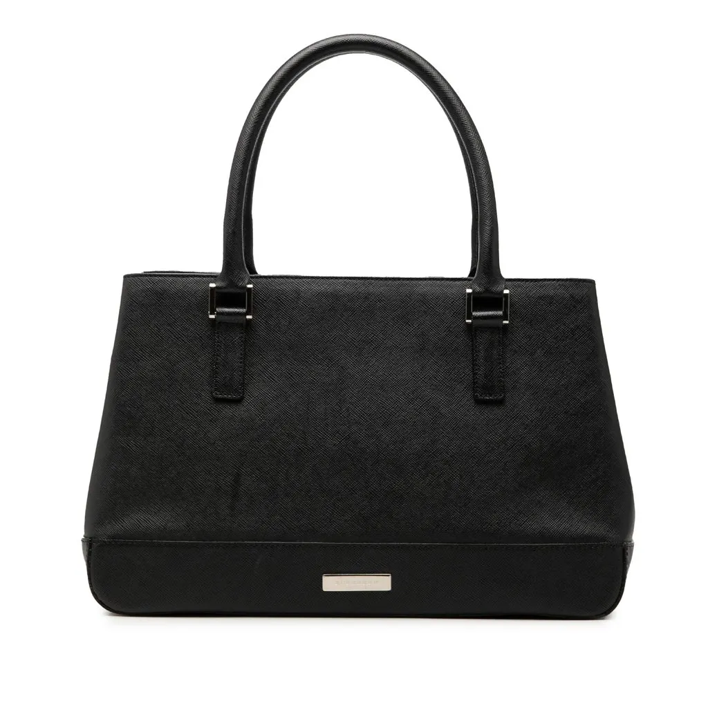 Burberry Leather Tote Black Leather Good - Front View