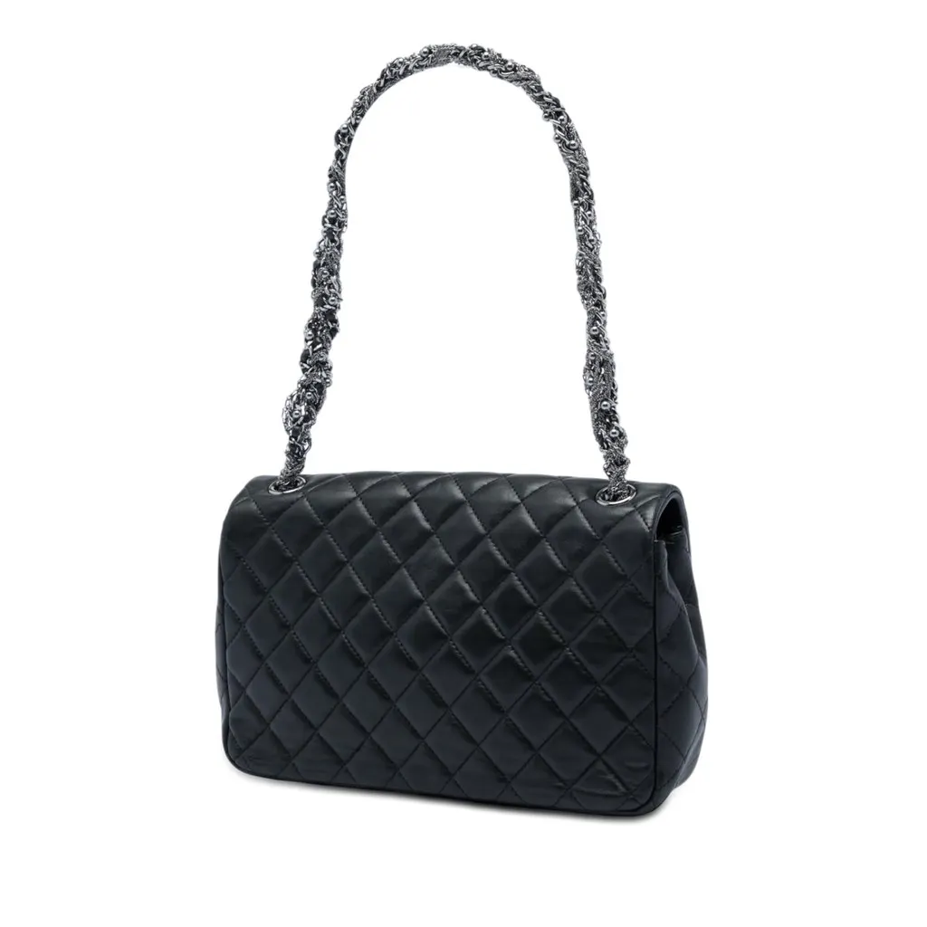 Chanel Medium Quilted Lambskin Westminster Pearl Flap Black Leather Very good - Back View