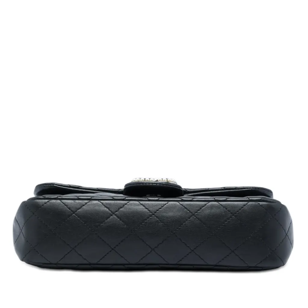 Chanel Medium Quilted Lambskin Westminster Pearl Flap Black Leather Very good - Inside View