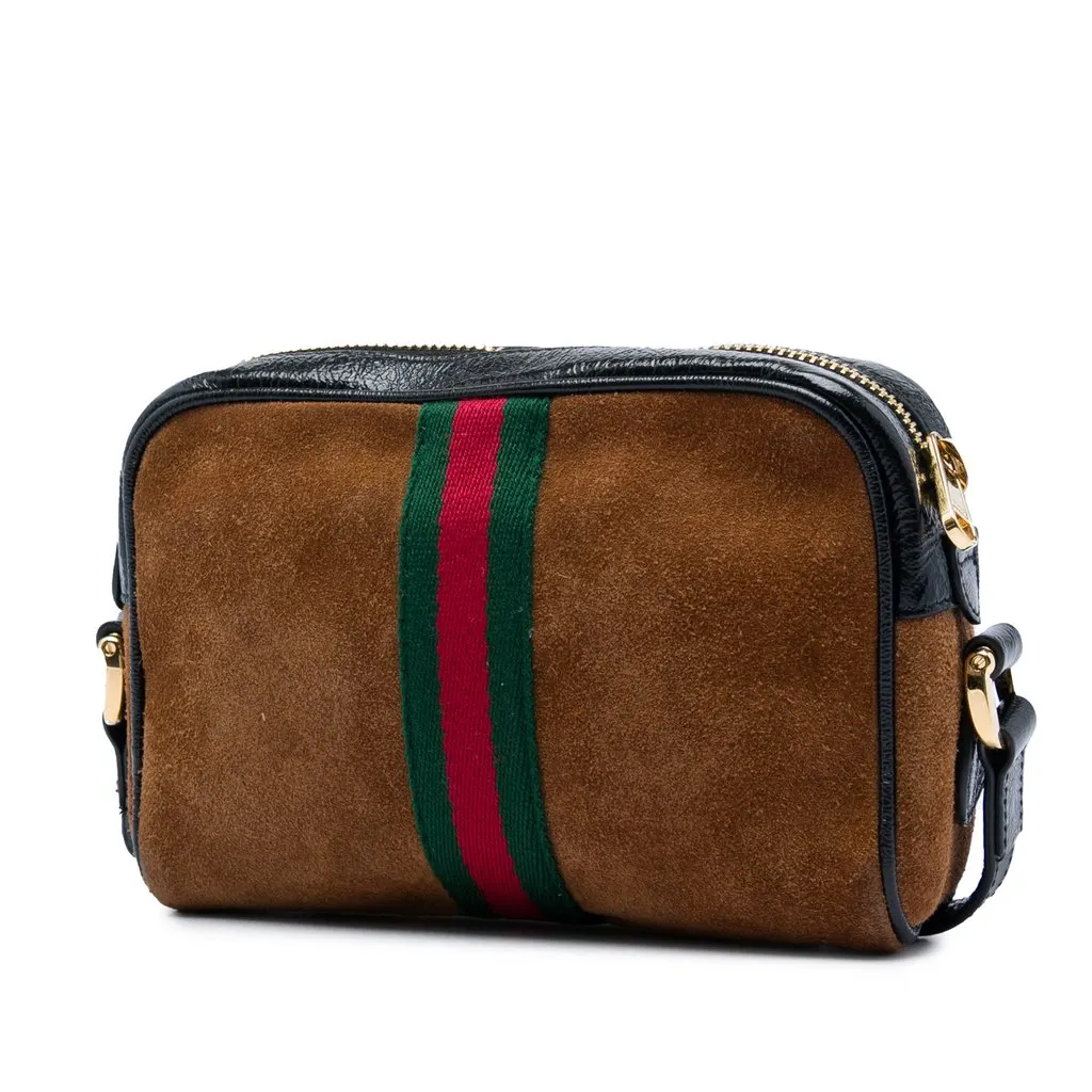 Gucci Mini Suede Web Ophidia Crossbody Brown Leather Very good - Back View
