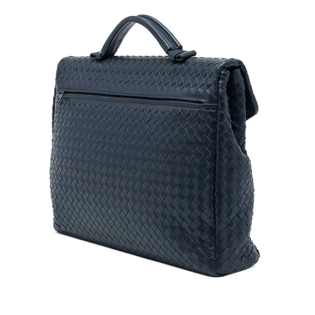 Bottega Veneta Nappa Intrecciato Briefcase Blue Leather Very good - Back View