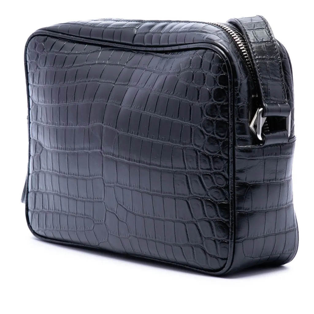 Saint Laurent Crocodile Embossed Leather Camp Camera Bag Black Leather Very good - Back View