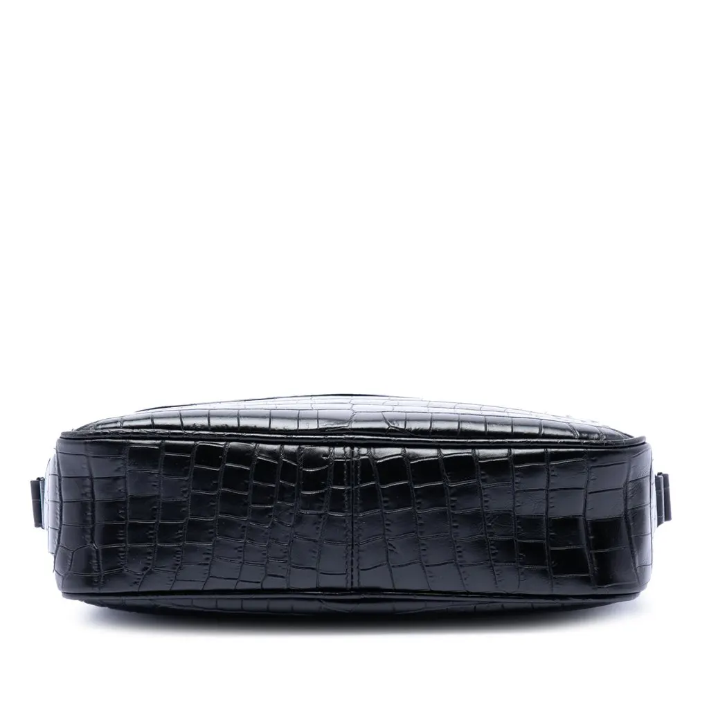 Saint Laurent Crocodile Embossed Leather Camp Camera Bag Black Leather Very good - Inside View