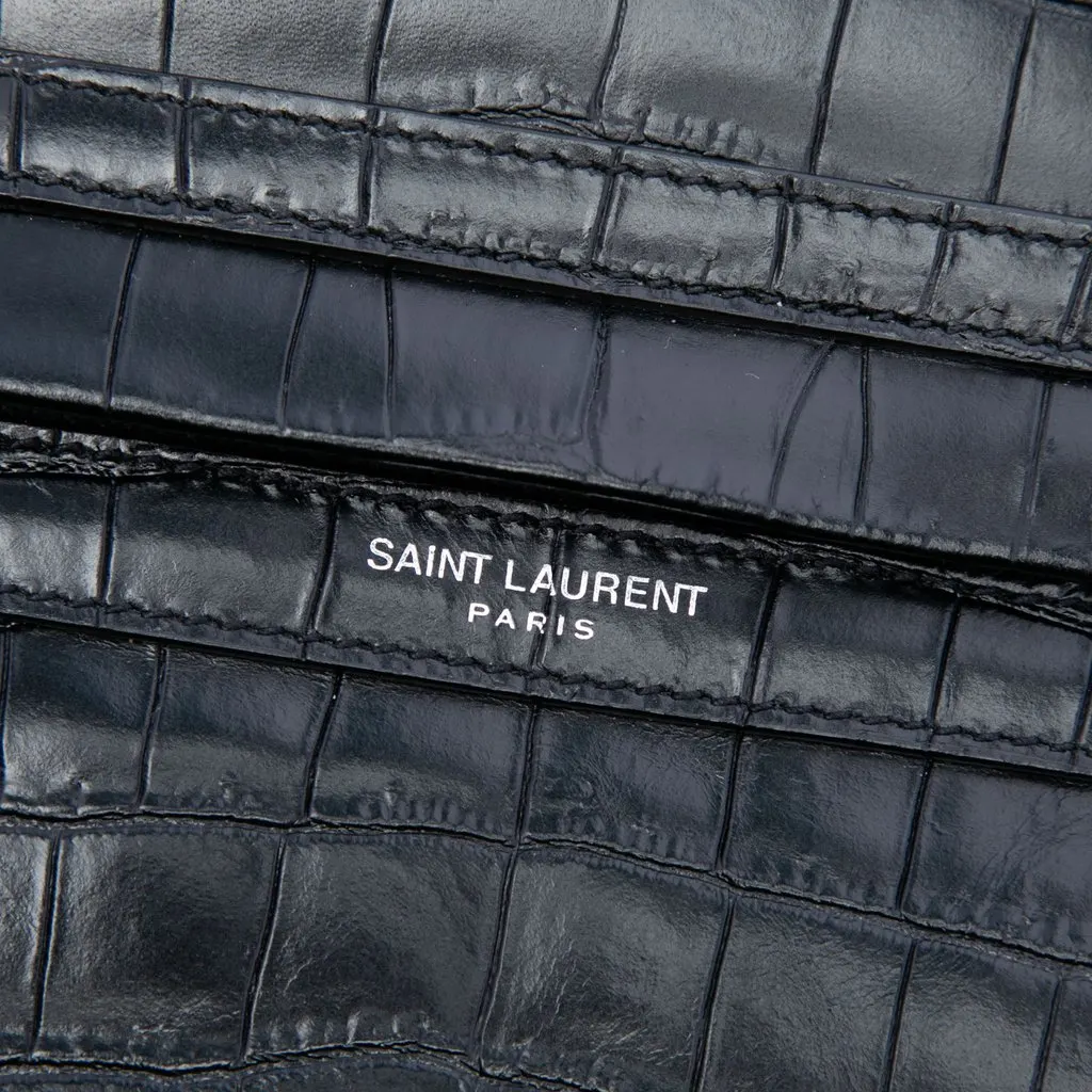 Saint Laurent Crocodile Embossed Leather Camp Camera Bag Black Leather Very good - Box View