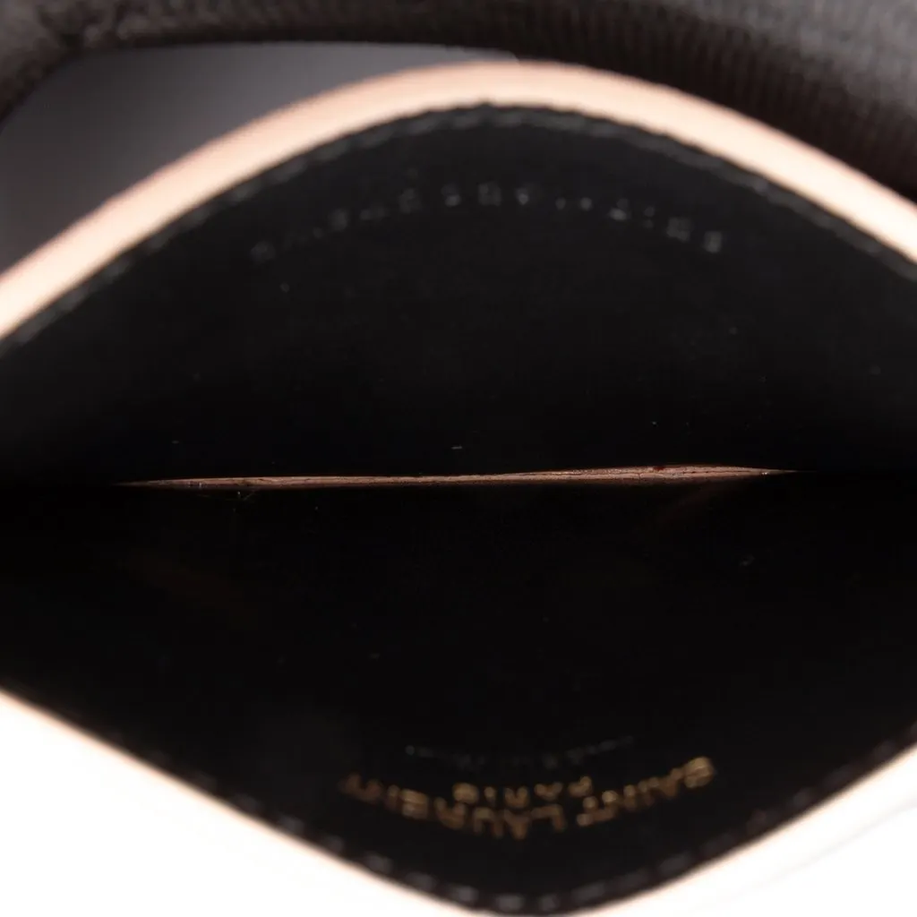 Saint Laurent Chevron  Grain de Poudre Cassandre Card Holder Brown Leather Very good - Model View