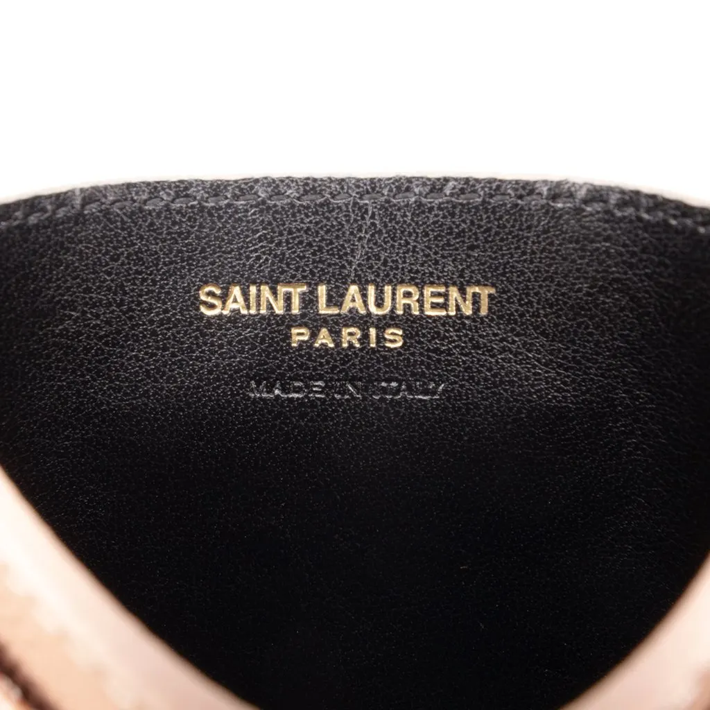 Saint Laurent Chevron  Grain de Poudre Cassandre Card Holder Brown Leather Very good - Box View