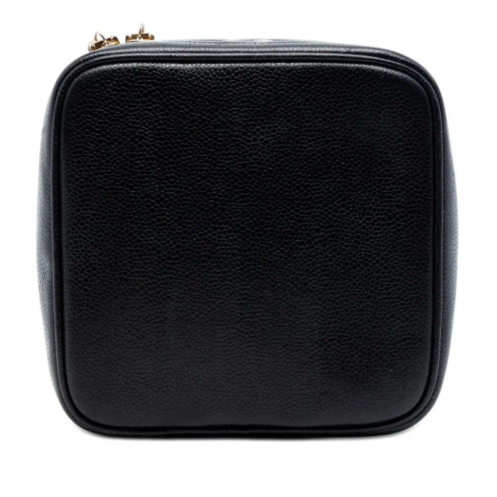 Chanel CC Caviar Vanity Case Black Leather Good - Inside View