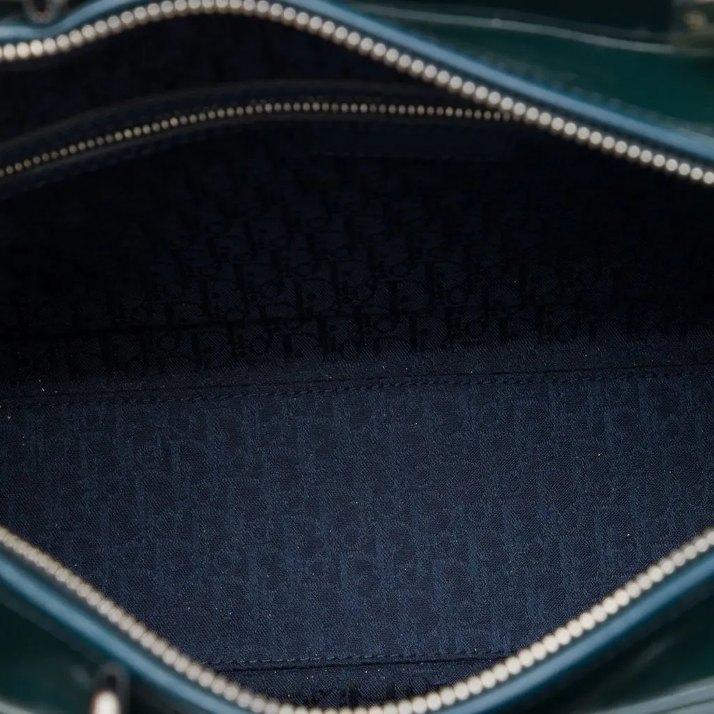 Dior Large Patent Cannage Lady Dior Green Leather Very good - Model View