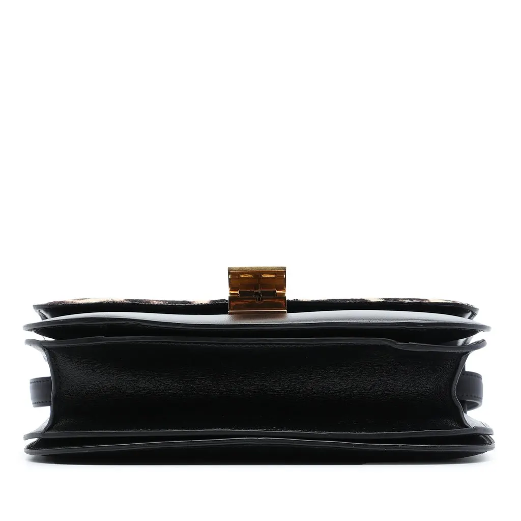 Celine Medium Calfskin and Leopard Print Pony Hair Classic Box Black Leather Very good - Inside View