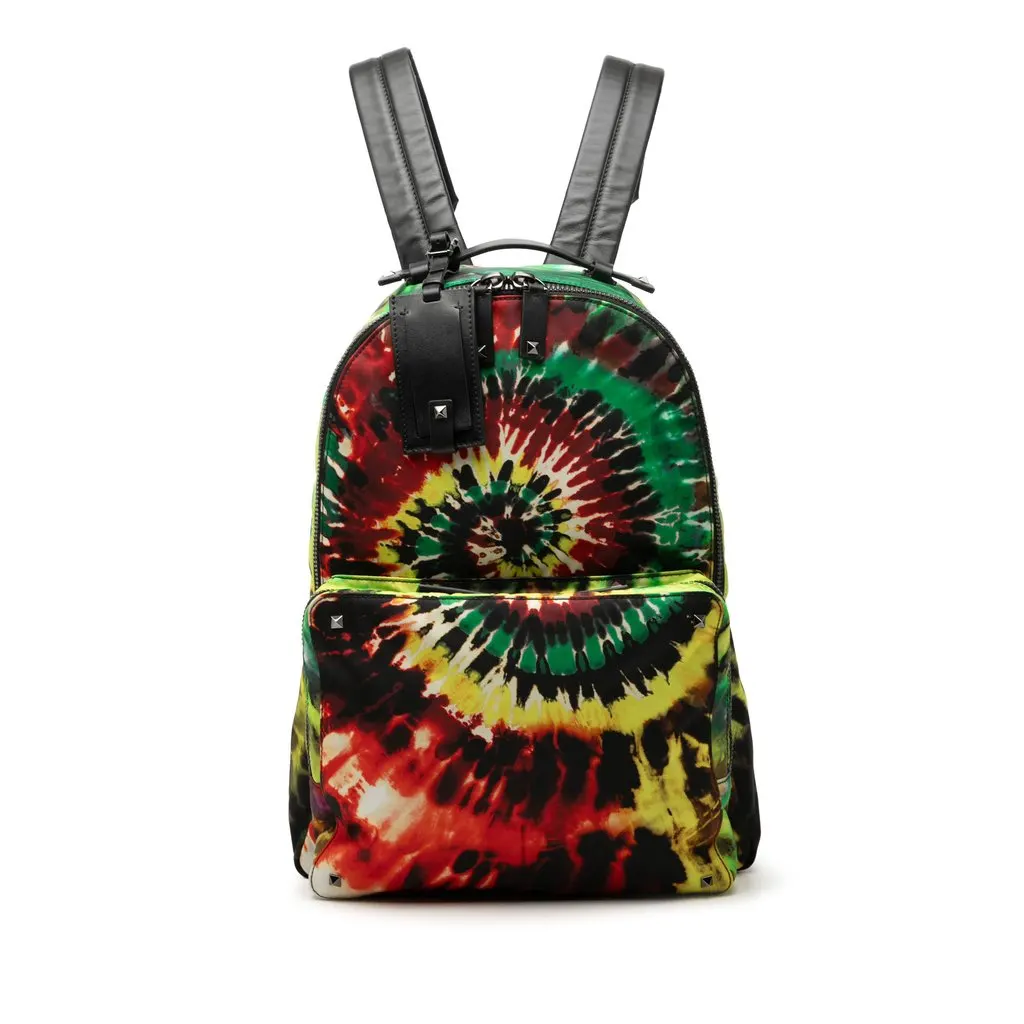 Valentino Medium Multicolore Nylon Tie Dye Print Rockstud Backpack MultiColor Very good - Front View