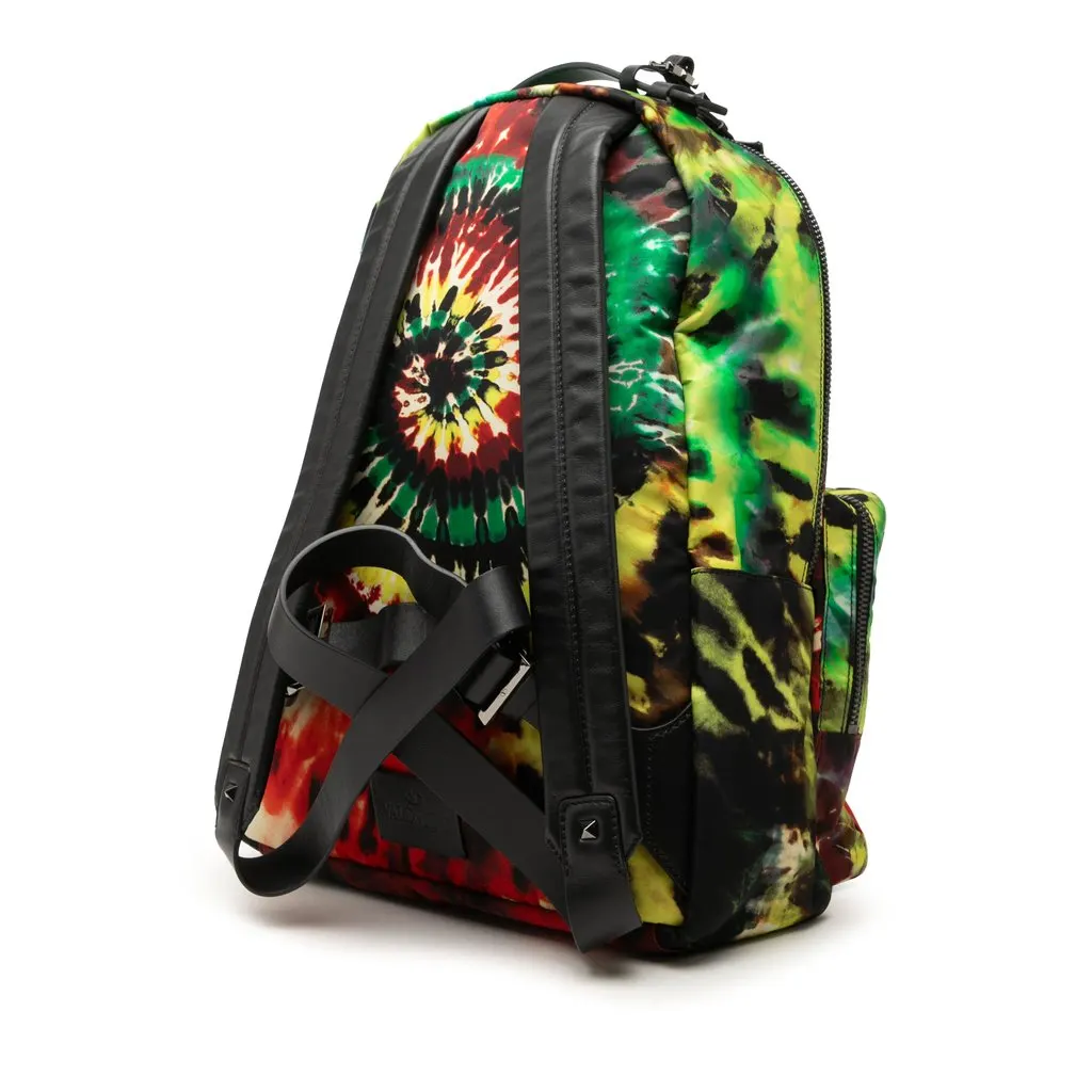 Valentino Medium Multicolore Nylon Tie Dye Print Rockstud Backpack MultiColor Very good - Back View