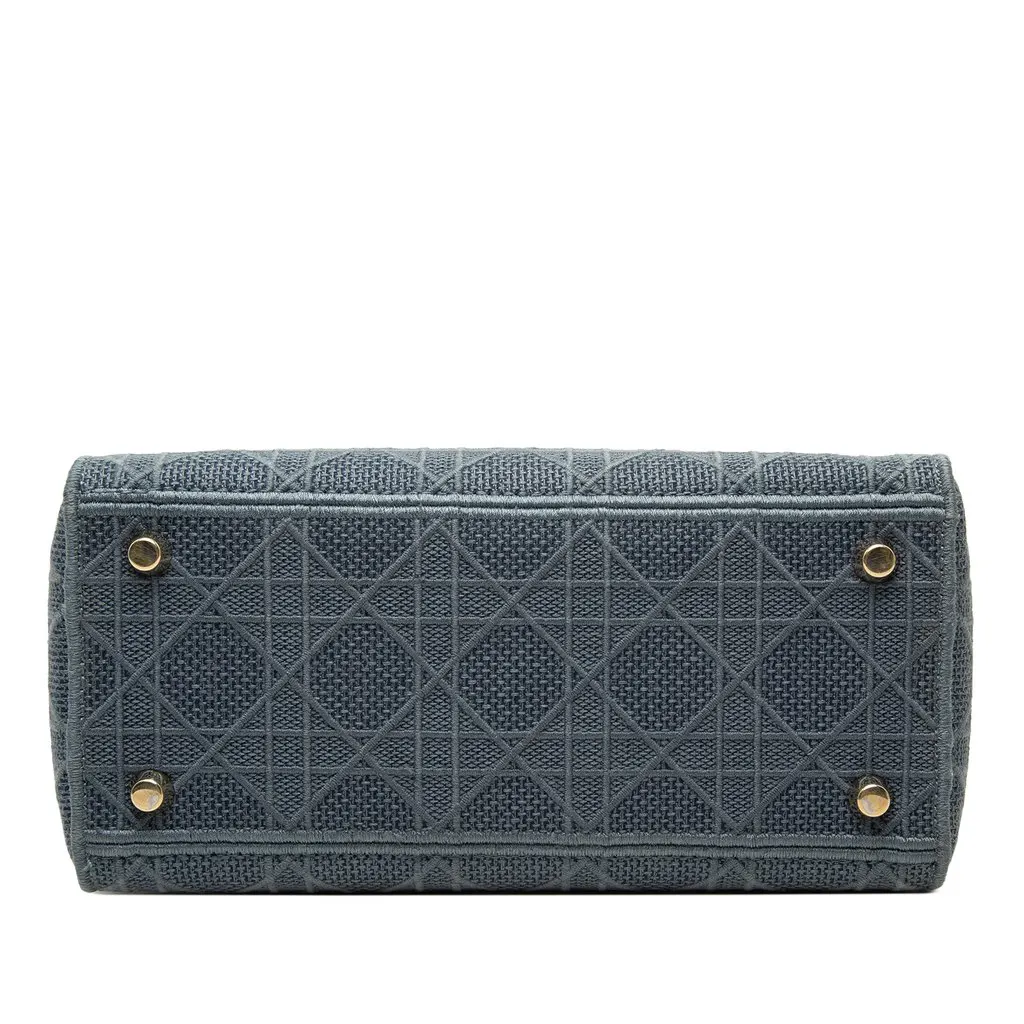 Dior Medium Embroidered Canvas Cannage Lady D Lite Blue Canvas Very good - Inside View
