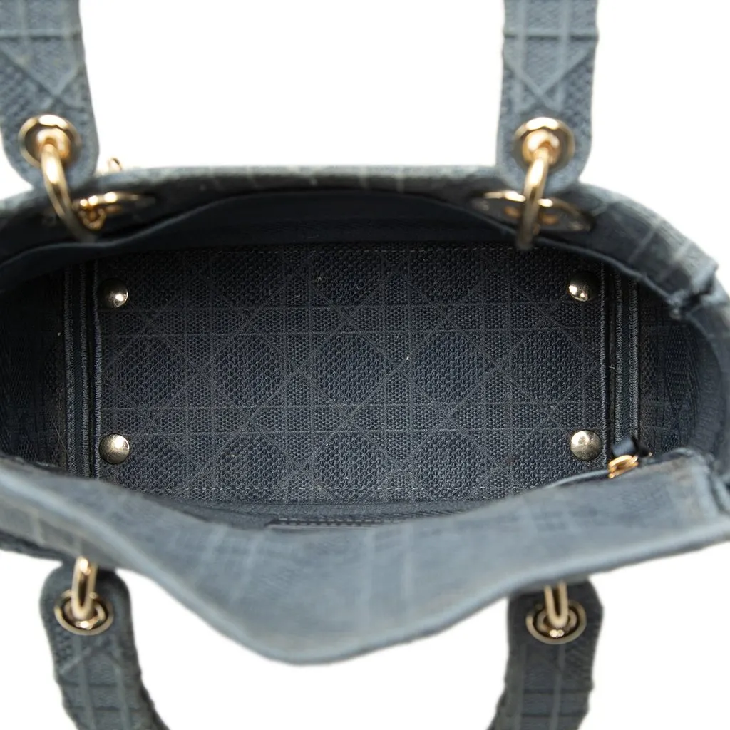 Dior Medium Embroidered Canvas Cannage Lady D Lite Blue Canvas Very good - Model View