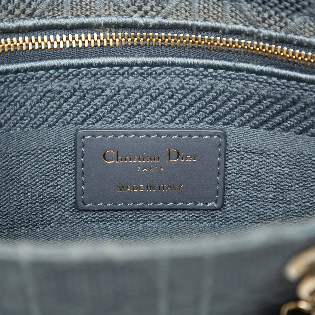 Dior Medium Embroidered Canvas Cannage Lady D Lite Blue Canvas Very good - Box View