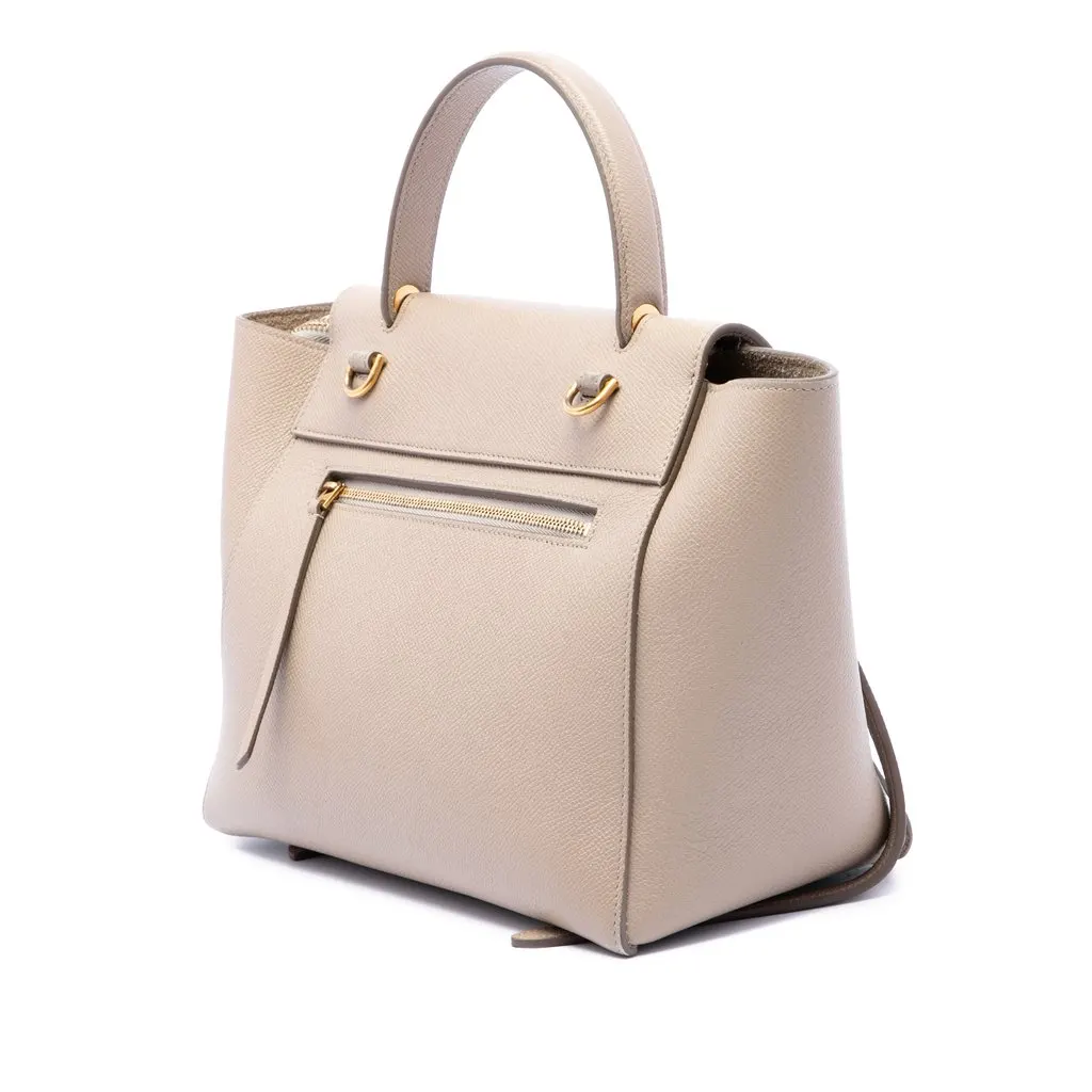 Celine Micro Grained Calfskin Belt Bag Beige Leather Very good - Back View