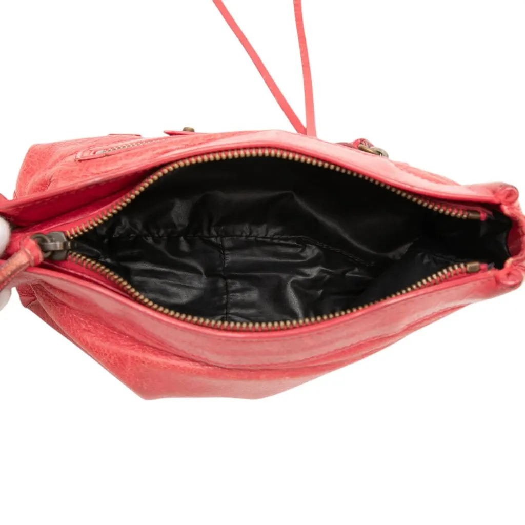 Balenciaga Lambskin Motocross Classic Porte Toilette Makeup Pouch Red Leather Good - Model View