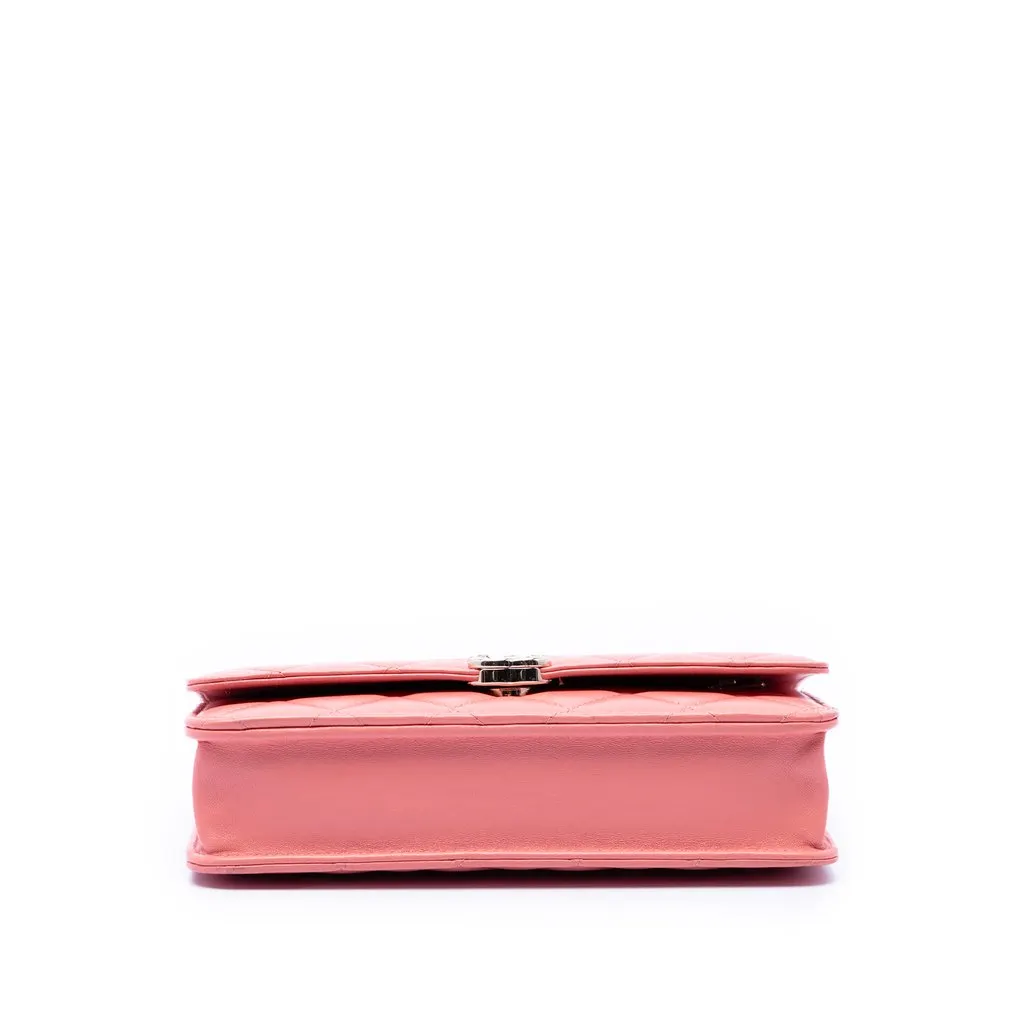 Chanel Mini Rectangular Lambskin Paris Le19M Charming Top Handle Flap Pink Leather Very good - Inside View