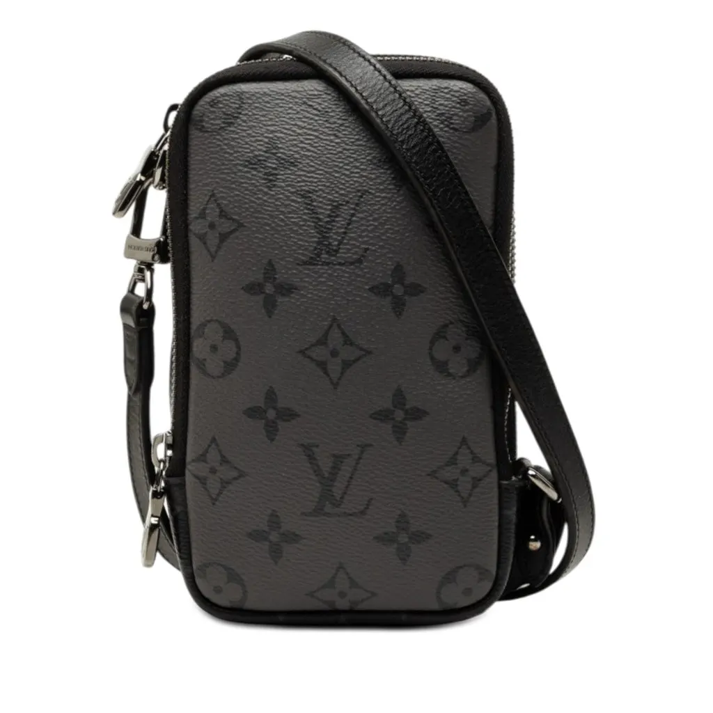 Louis Vuitton Monogram Eclipse Reverse Double Phone Pouch Black Very good - Front View