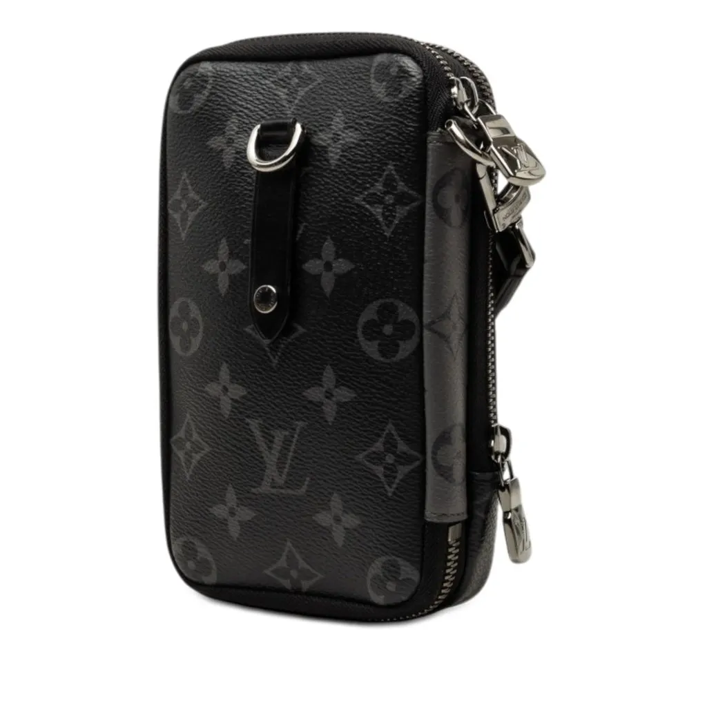 Louis Vuitton Monogram Eclipse Reverse Double Phone Pouch Black Very good - Back View