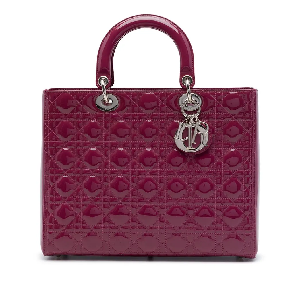 Dior Large Patent Cannage Lady Dior Purple Leather Very good - Front View