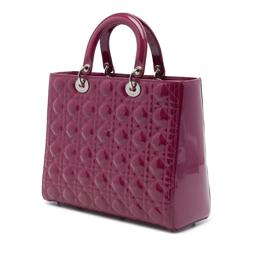 Dior Large Patent Cannage Lady Dior Purple Leather Very good - Back View