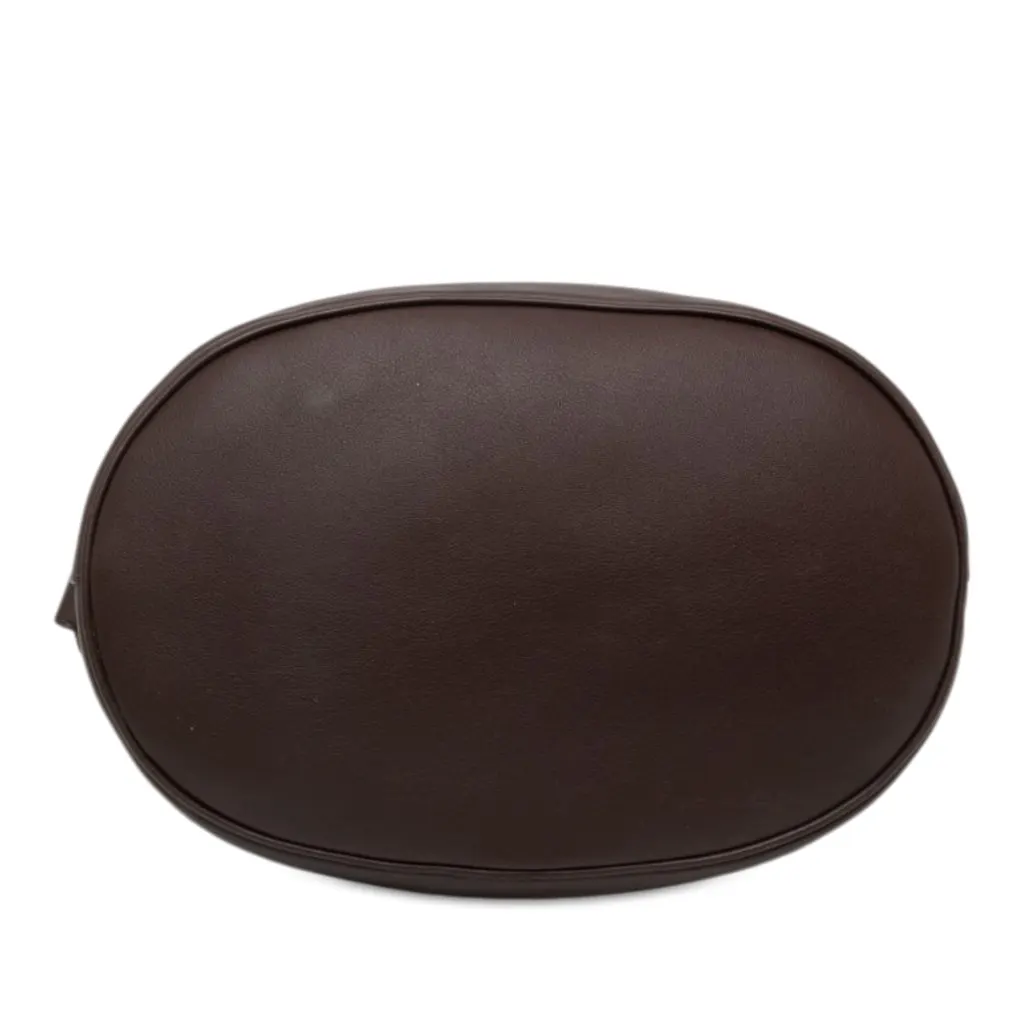 Prada Calfskin Jeweled Belted Bucket Bag Brown Leather Good - Inside View