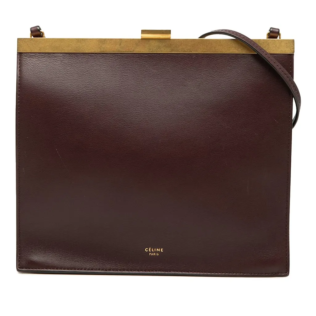 Celine Mini Smooth Calfskin Clasp Bag Red Leather Very good - Front View