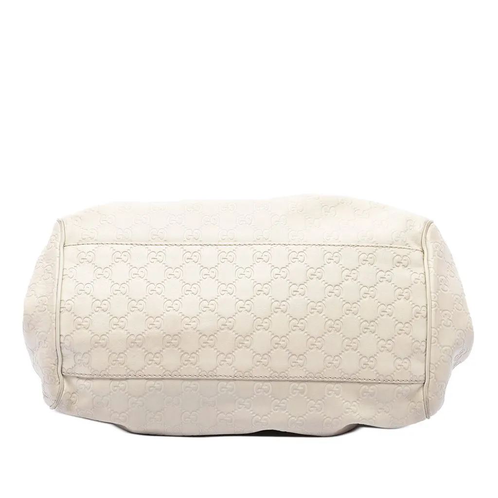 Gucci Guccissima Sukey Satchel White Leather Good - Inside View