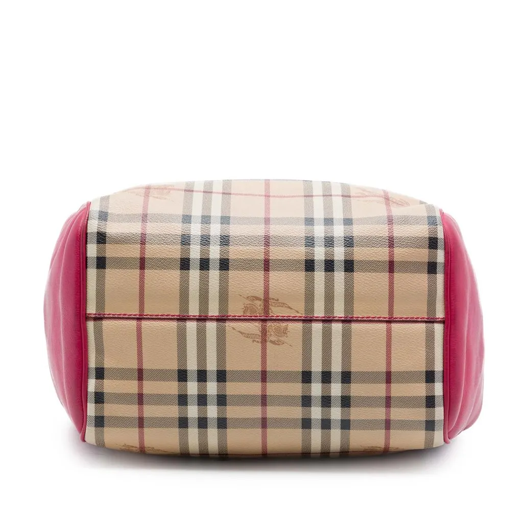 Burberry Small Haymarket Check Coated Canvas and Calfskin Canterbury Tote Beige Canvas Very good - Inside View