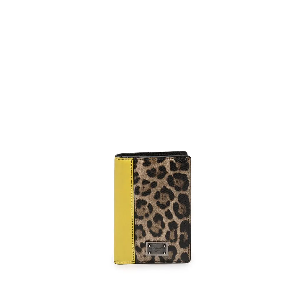 Dolce & Gabbana Leopard Print Calfskin Dauphine Bifold Card Holder