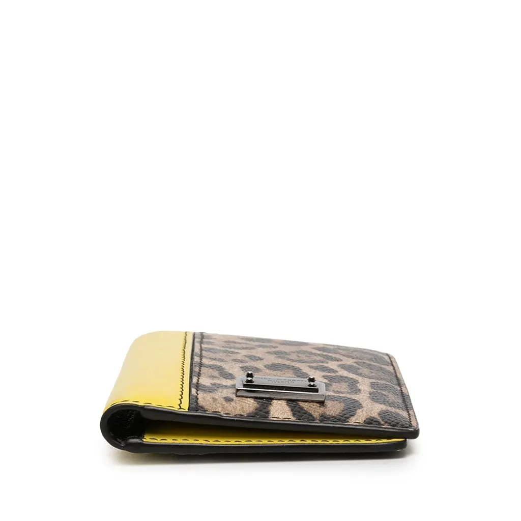 Dolce & Gabbana Leopard Print Calfskin Dauphine Bifold Card Holder Brown Leather Very good - Inside View