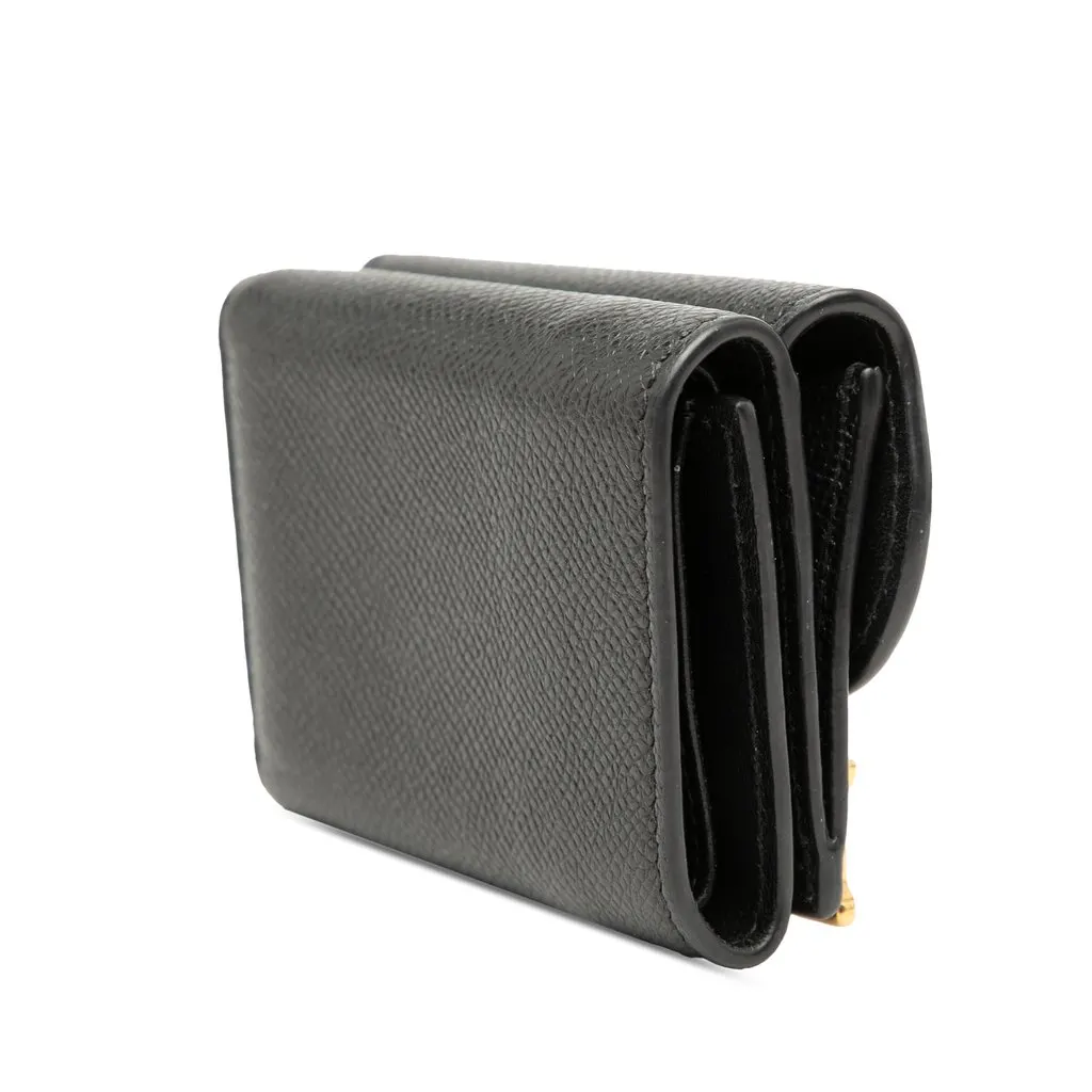 Dior Grained Calfskin Saddle Trifold Wallet Black Leather Very good - Back View