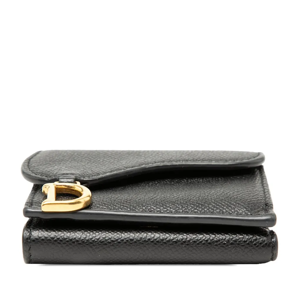 Dior Grained Calfskin Saddle Trifold Wallet Black Leather Very good - Inside View