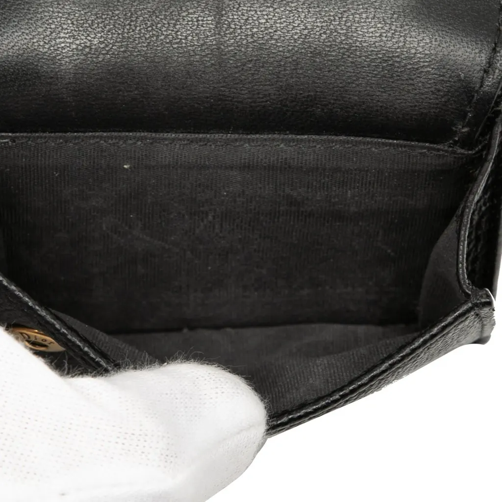 Dior Grained Calfskin Saddle Trifold Wallet Black Leather Very good - Model View