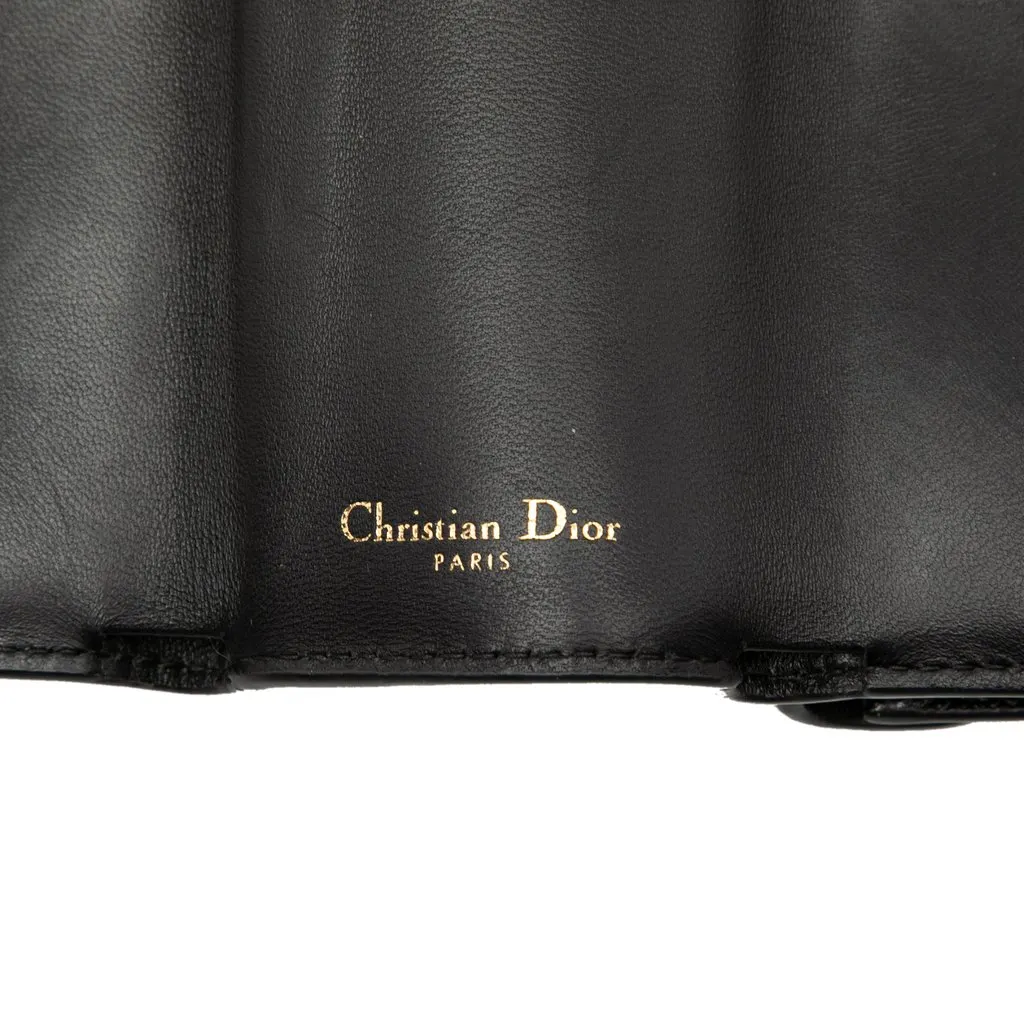 Dior Grained Calfskin Saddle Trifold Wallet Black Leather Very good - Box View
