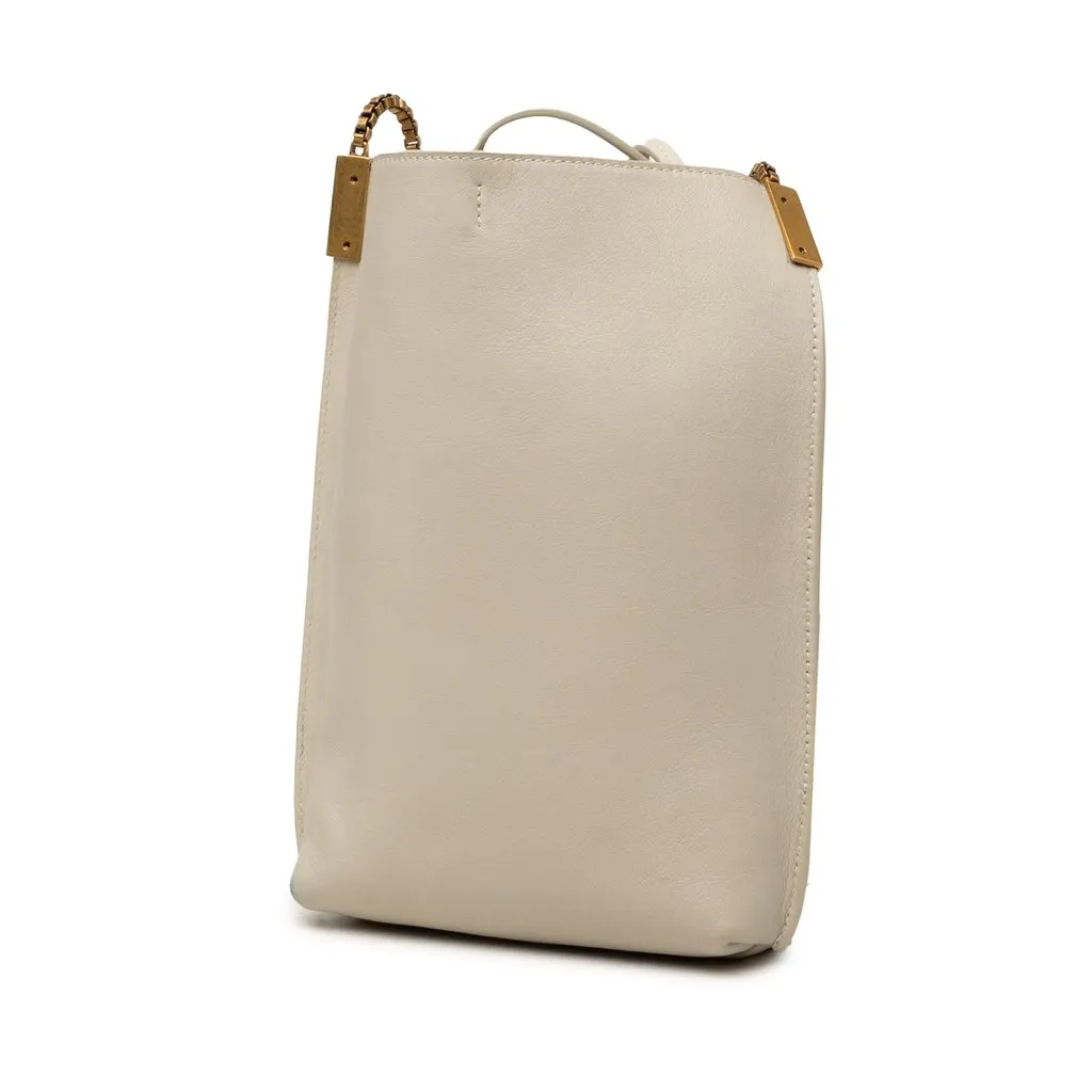 Saint Laurent Mini Calfskin Suzanne Hobo Beige Leather Very good - Back View