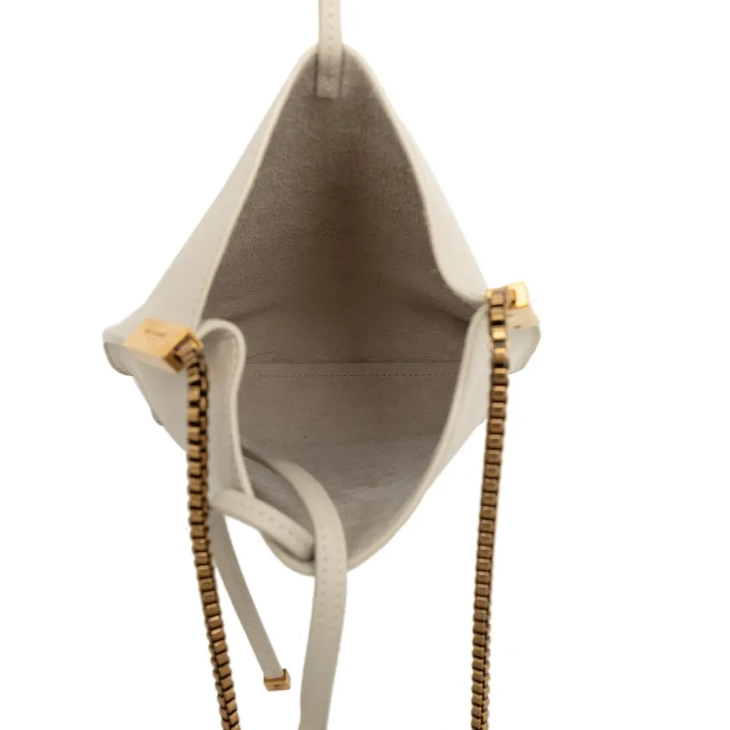 Saint Laurent Mini Calfskin Suzanne Hobo Beige Leather Very good - Model View
