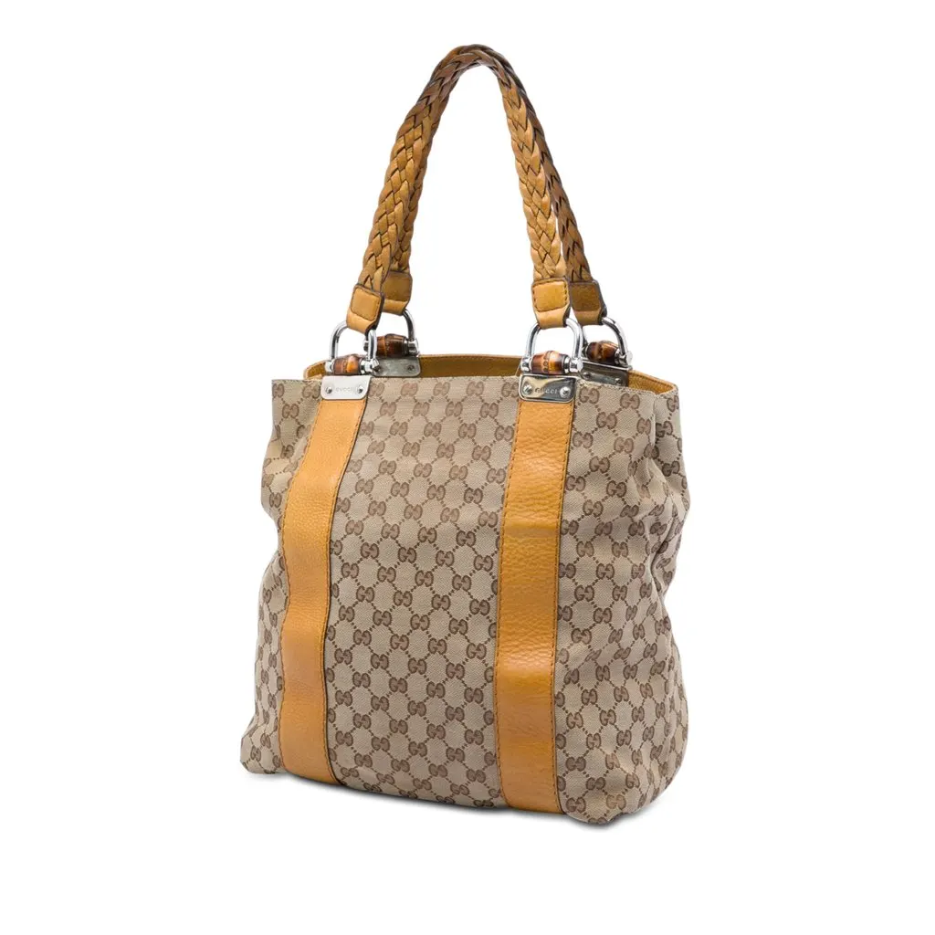 Gucci Large GG Canvas Bamboo Libeccio Tote Beige Very good - Back View
