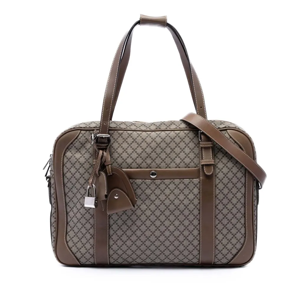Gucci Diamante Coated Canvas Business Bag Beige Very good - Front View