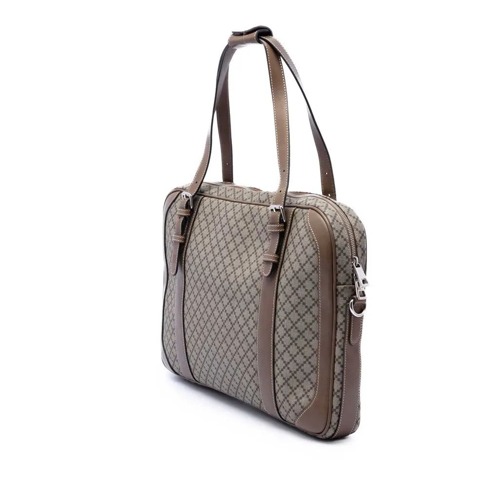 Gucci Diamante Coated Canvas Business Bag Beige Very good - Back View