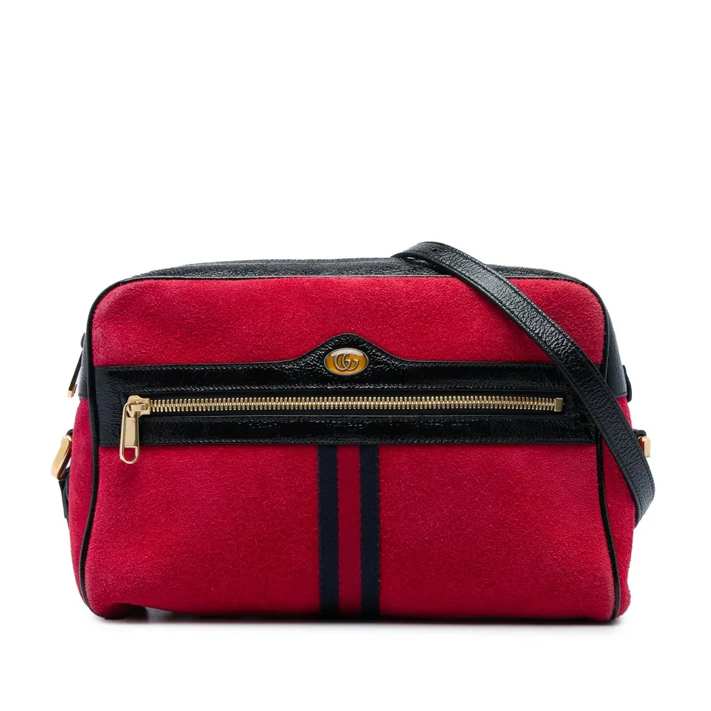 Gucci Suede Web Ophidia Crossbody Red Leather Very good - Front View