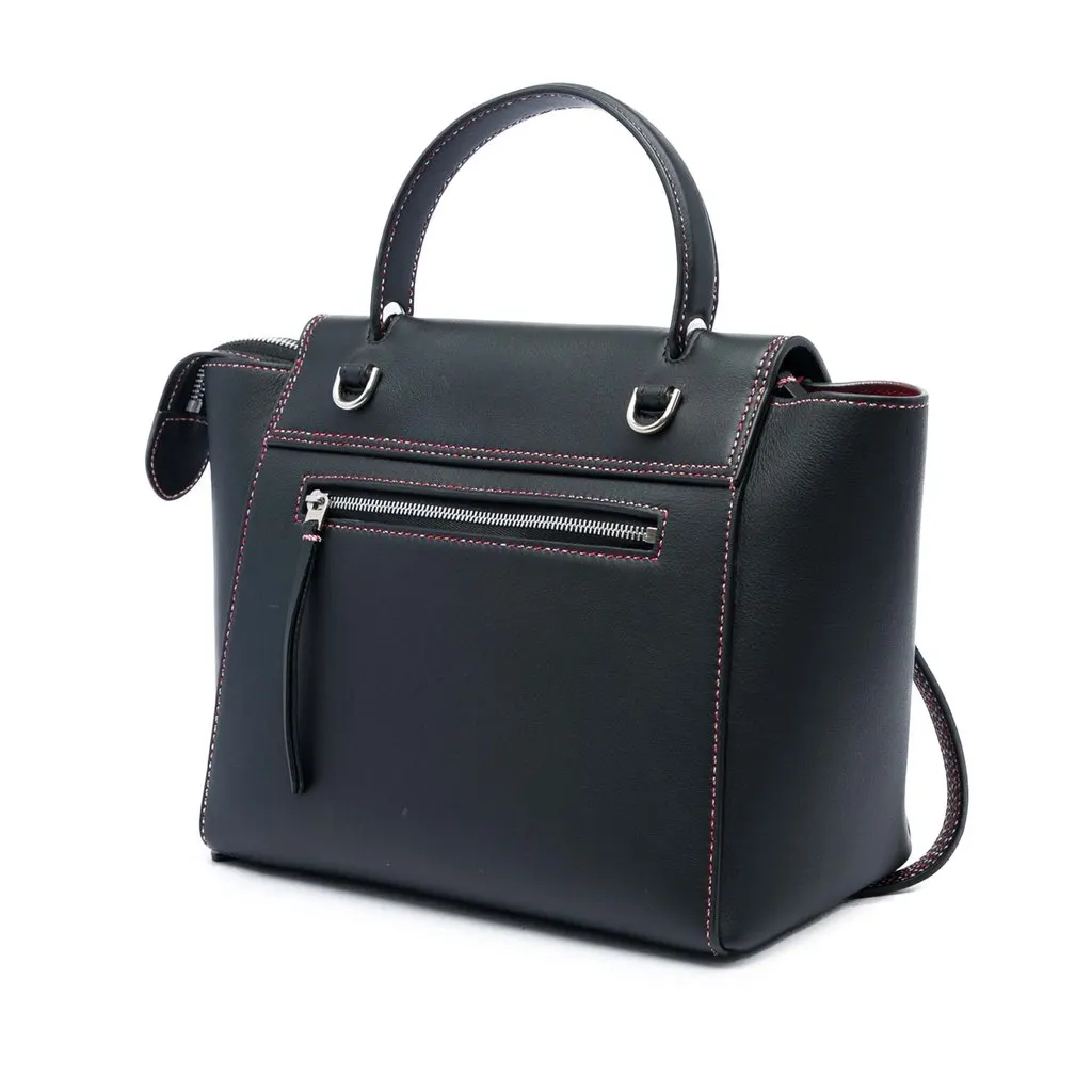 Celine Micro Grained Calfskin Stitch Belt Bag Black Leather Good - Back View