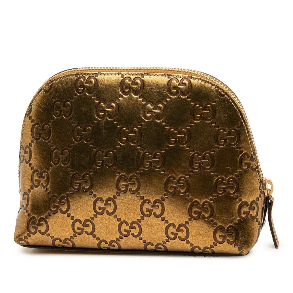 Gucci Metallic Guccissima Pouch Gold Leather Very good - Back View