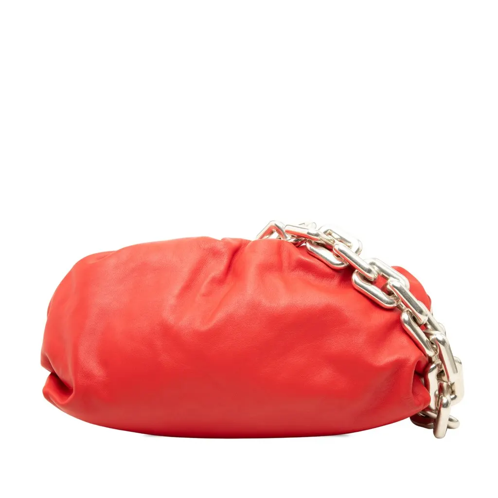 Bottega Veneta Lambskin Chain Pouch Red Leather Very good - Front View