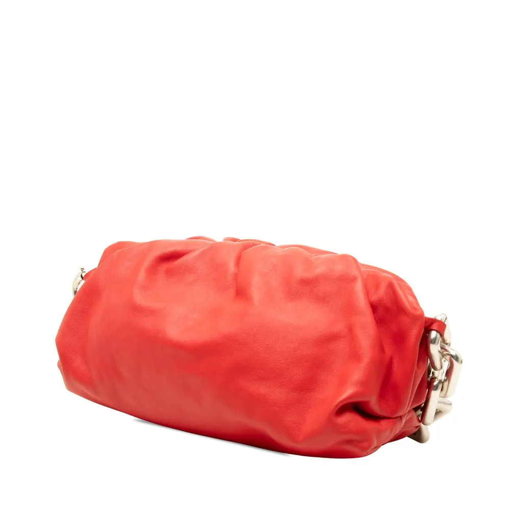 Bottega Veneta Lambskin Chain Pouch Red Leather Very good - Back View